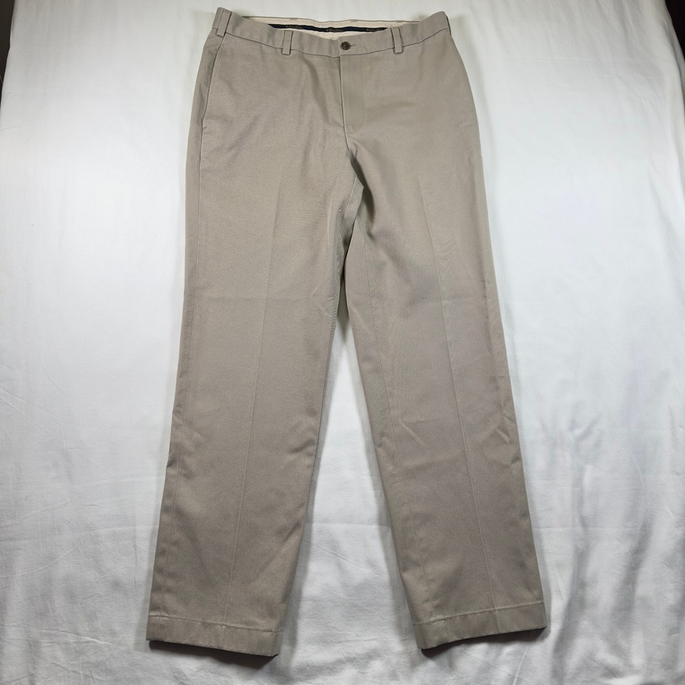 Brooks Brothers Advantage Chino Clark Pants Mens 35X32 Cotton Flat Front Khaki